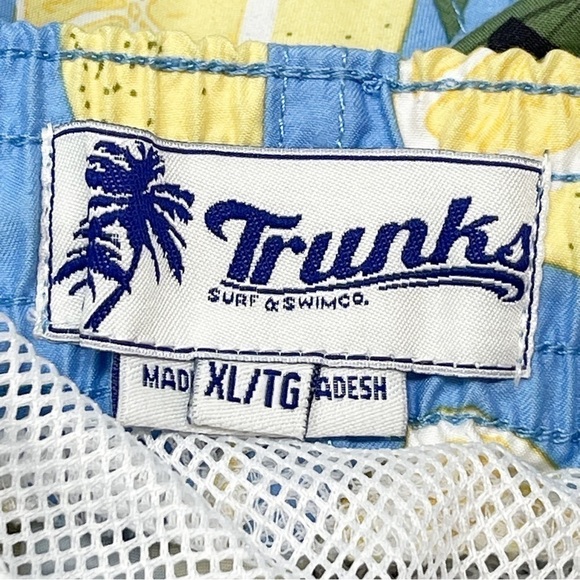 TRUNKS SURF & SWIM Men’s Blue Novelty Lemon Print Mesh Lined Swim Trunks Size XL - Picture 6 of 6
